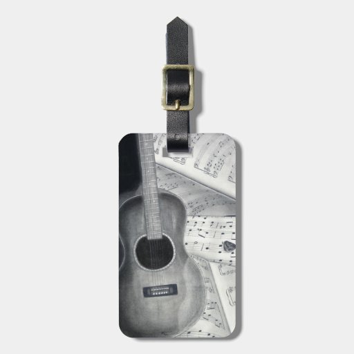 Guitar & Sheet Music Luggage Tag Zazzle