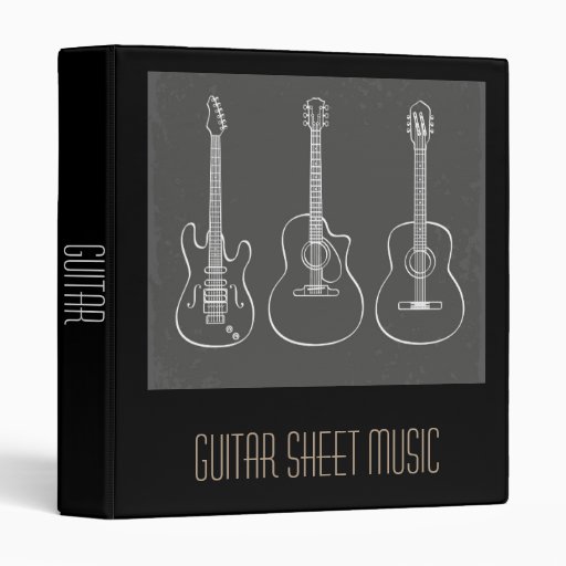 Guitar Sheet Music student folder portfolio 3 Ring Binder Zazzle