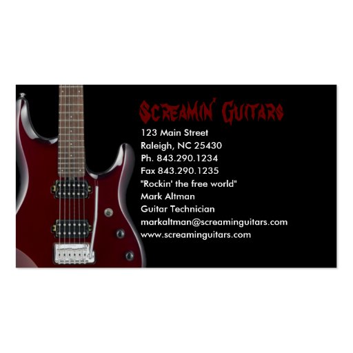 Guitar Store Design Business Card (front side)