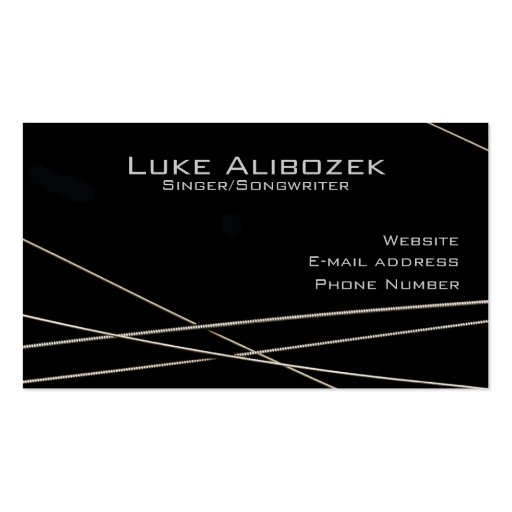 Guitar Strings Musician Card Business Card Template (back side)