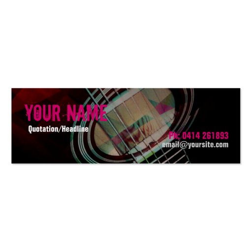 GUITAR Strings Pink Profile card Business Cards (front side)