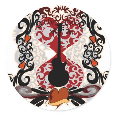 guitar tattoo. Guitar Tattoo Stickers by Anotherfort. This cool tattoo style illustration is perfect for music lovers everywhere. Show off your musical love in style with