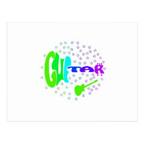 guitar txt shaped stars music design 4 post cards