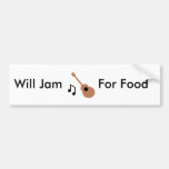 Guitar, Will Jam, For Food Bumper Stickers