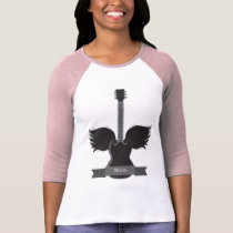 Guitar Wings Ladies Raglan Tee Shirts