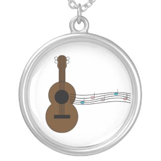 Guitar with Music Notes Necklace