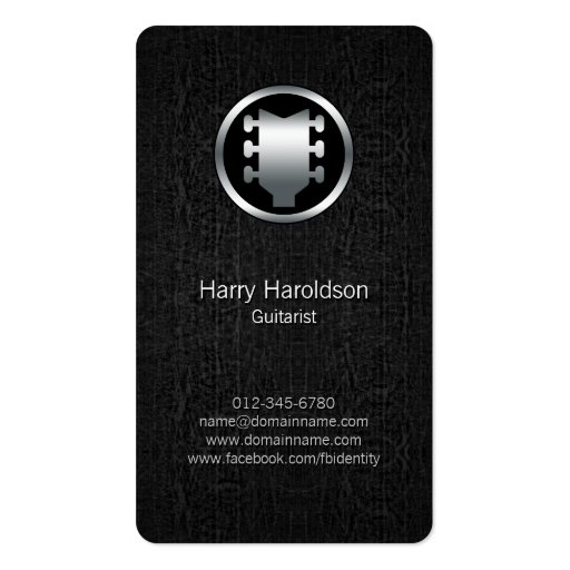 Guitarist Guitar Headstock Grunge Business Card (front side)