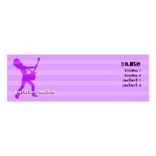 Guitarist  Stripes Purple - Skinny Business Card Template (front side)