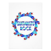 Guitarists Rock Red Stars Personalized Invitations