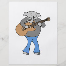 Guitarrista. Elefante que toca la guitarra eléctri Tarjetones