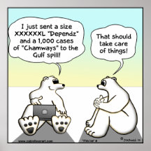 GULF SPILL SOLVED BY POLAR BEARS POSTER