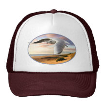 Gull on the Wing Over Beach Mesh Hat