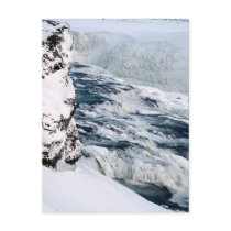 Gullfoss icebound at distance postcards