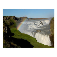 Gullfoss waterfall in summer postcard