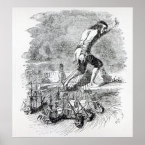 Gulliver stealing the Blefuscudian fleet Posters