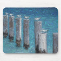 Gulls On Piers Impasto mousepads