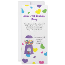 Gumball Machine and Hearts invitations by candystore Gumball Machine and Hearts invitations