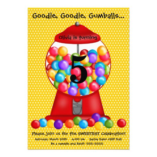 Gumball Machine Birthday Invitation