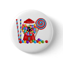 Gumball Machine Candy Lollipop Pinback Button