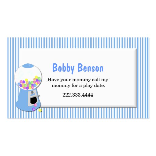 Gumball Machine Play Date Card Business Cards (front side)