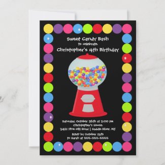 Gumballs Candy Bash Birthday Party Invitation invitation