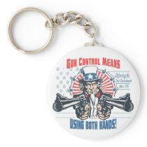 Gun Control Means Using Both Hands Pro Gun Gear Keychain