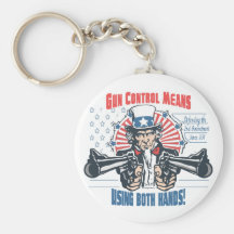 Gun Control Means Using Both Hands Pro Gun Gear Keychain