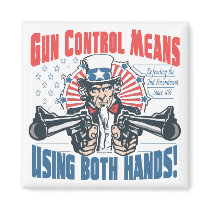 Gun Control Means Using Both Hands Pro Gun Gear Refrigerator Magnet
