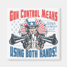 Gun Control Means Using Both Hands Pro Gun Gear Refrigerator Magnet