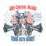 Gun Control Means Using Both Hands Pro Gun Gear Round Stickers