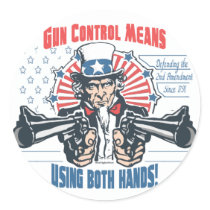 Gun Control Means Using Both Hands Pro Gun Gear Round Stickers