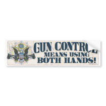 Gun Control: Using Both Hands Gun-Toting Eagle Bumper Sticker