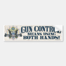 Gun Control: Using Both Hands Gun-Toting Eagle Bumper Sticker