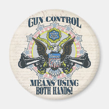 Gun Control: Using Both Hands Gun-Toting Eagle Fridge Magnet