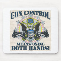 Gun Control: Using Both Hands Gun-Toting Eagle Mousepads