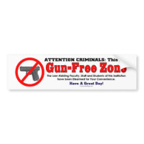 Gun Free Zone bumper stickers by ConservativeBuys Gun Free Zone bumper stickers