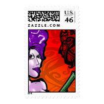 Gun Girl-red postage by jiveafro Gun Girl-red postage