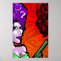Gun Girl-red posters by jiveafro Gun Girl-red posters