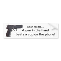 GUN IN HAND BEATS COP ON PHONE BUMPER STICKER