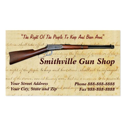 Gun Shop Collector Business Card