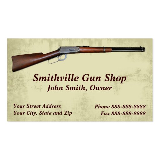 Gun Shop Collector Business Card (front side)