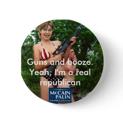 Guns and booze. pinback button by hoobatech
