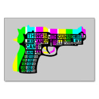 Guns and Candy Table Cards