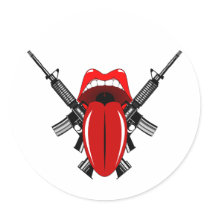 Guns and Tongue Round Sticker