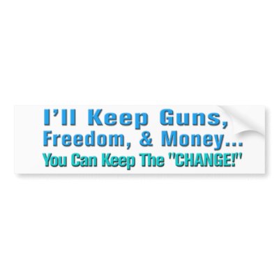 Guns, Freedom, and Money Anti Obama Bumper Sticker by antiobamastuff