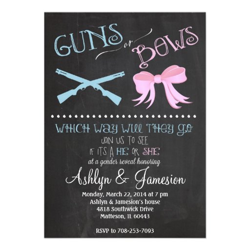 Guns or Bows Gender Reveal Party Invitation