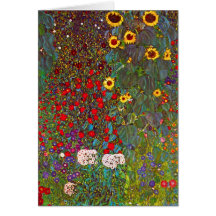 Gustav Klimt Farm Garden with Sunflowers Card