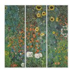 Gustav Klimt Farm Garden with Sunflowers GalleryHD Triptych