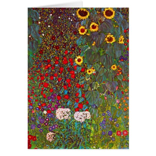 Gustav Klimt Farm Garden with Sunflowers Note Card | Zazzle