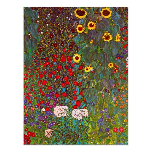 Gustav Klimt Farm Garden with Sunflowers Postcard | Zazzle